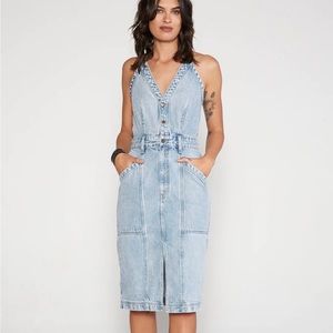 Etica Rue Utility Midi Denim Skirt Dress